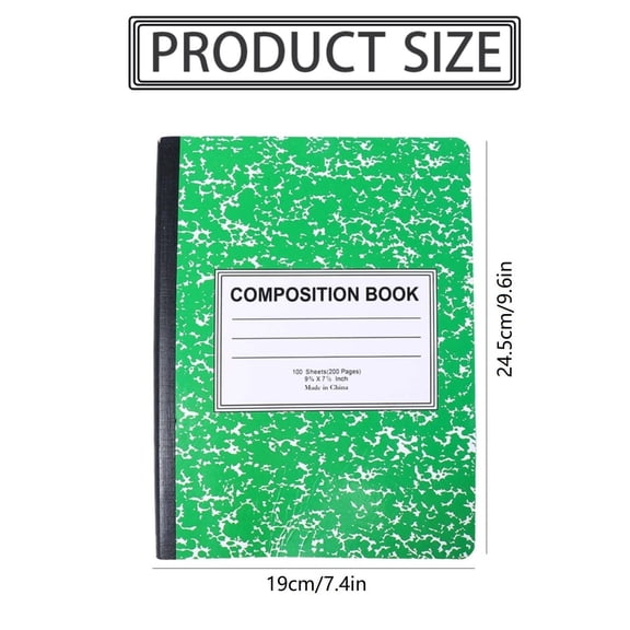Clearance Sale! 1PC Composition Notebook, Wide Ruled Journal with Sewn Binding & 100 Pages, Paper for Home & Office, (One Size, Green)