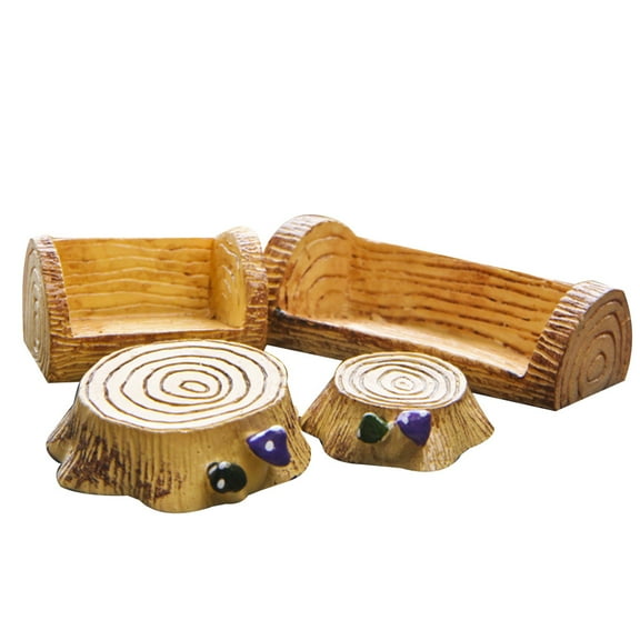 RENACLIPY 4-Piece Large Resin Tree Stump Decor Set, Assorted Colors Mini Garden Accents for Indoor and Outdoor Decoration