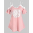 thumbnail image 1 of Talla grande Hombro frío flor de encaje de camiseta Rosegal  Camisetas tallas grandes, 1 of 5