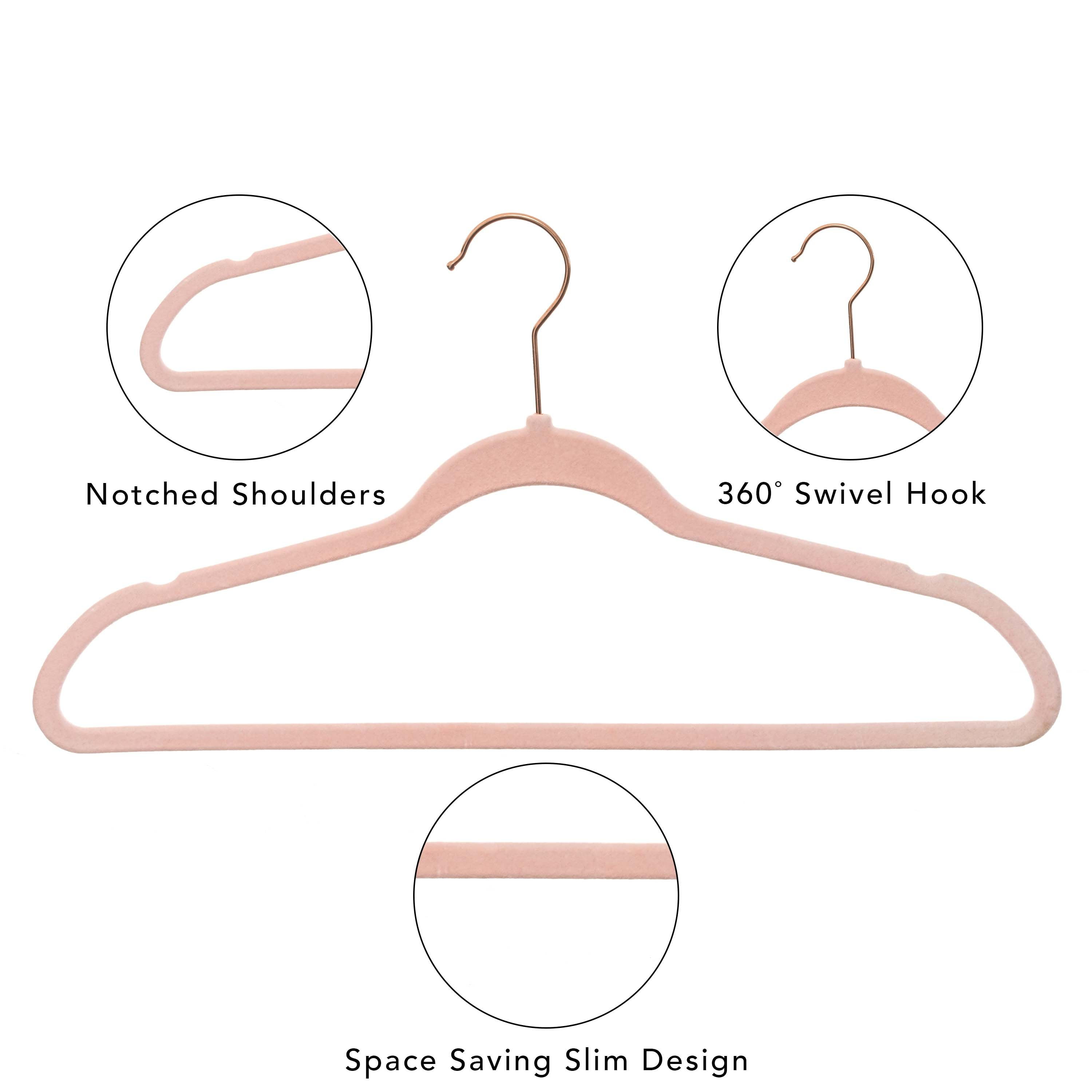 Better Homes & Gardens Non-Slip Velvet Clothing Hangers, 50 Pack, Pink, Space Saving