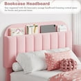 thumbnail image 5 of Bed Frame with 2 Flexible Drawers and Bookcase Headboard, Boucle Upholstered Platform Bed for Girls, Noise-Free, Easy Assembly, No Box Spring Needed, 5 of 7