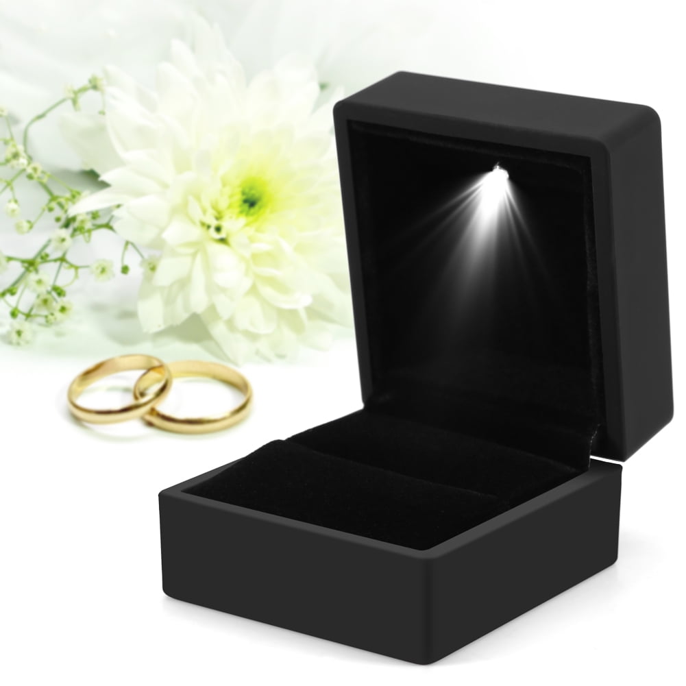 LED Lighted Ring Jewelry Display Box Case Holder for Proposal Wedding Engage FT 