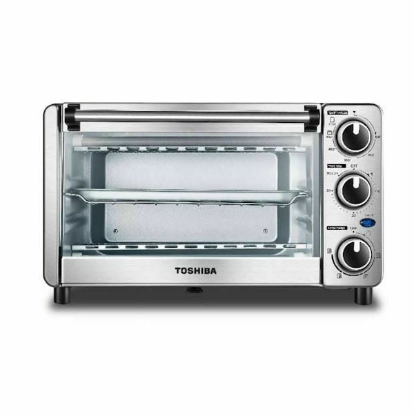 Toshiba 6 Slice Small Convection Pizza Toaster Oven, Stainless Steel