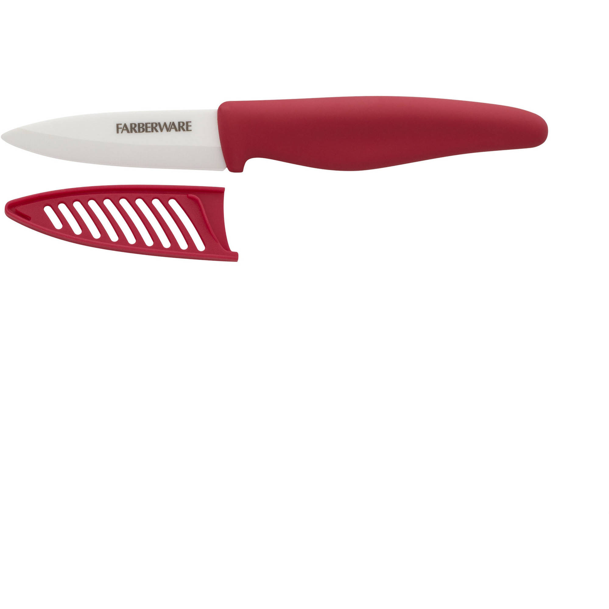 Farberware Ceramic 3" Red Paring Knife with Blade Cover