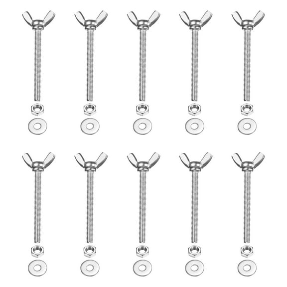 Uxcell M4-0.7 x 40 mm Wing Butterfly Screw, 10 Pcs Wing Nuts and Bolts Machine Fastener Thumb Hand Screws, Silver