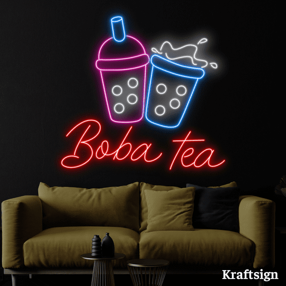 Craftnamesign Boba Tea Neon Sign, Bubble Tea LED Sign, Boba Tea Decor