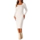 thumbnail image 2 of Vestidos de suéter de la edición INSPIRE CHIC para mujeres, vestido largo de cuerpo ajustado con cuello cuadrado, cinturón, manga larga, talla XS, color blanco, 2 of 6