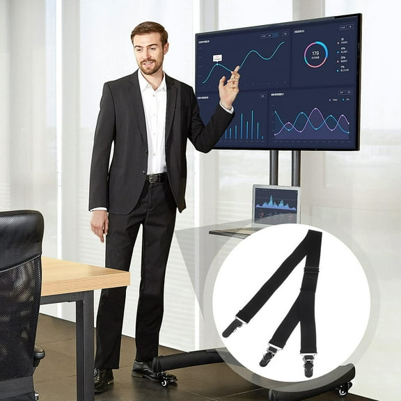 BESTYASH Adjustable Black Nylon Shirt Garter with Metal Clips for Stocking Hold