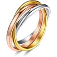 thumbnail image 1 of Anillos de banda entrelazados para mujeres y niñas, anillos cruzados apilables de acero inoxidable en tono plateado/oro/oro rosa/negro, anillo de promesa minimalista para el amor/es, 1 of 5