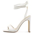 thumbnail image 2 of Ollio Women's Shoes Faux Nubuck or Faux Leather Strappy Tie Leg Open Toe Heeled Sandals SH175, 2 of 6
