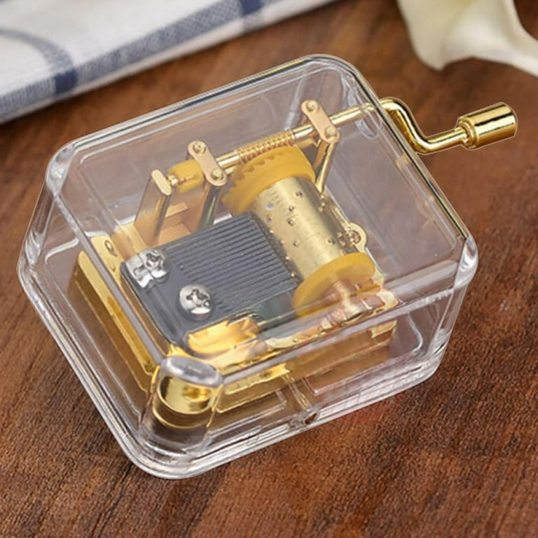 Clear Gold Music Boxes Hand Crank Musical Box for Mom/Dad/Daughter