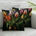 thumbnail image 3 of Creowell  Tulip Flowers Print Throw Pillow Covers Fashion Throw Pillow Case Soft Couch Pillows Decorative Square Pillow Covers for Sofa Living Room, 3 of 5