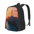 thumbnail image 1 of Balery Lighthouse At Sunset Coast Mochila para hombre y mujer - Tela Oxford 600D resistente - Gran capacidad, resistente al agua, ideal para la escuela, viajes y senderismo, 1 of 6