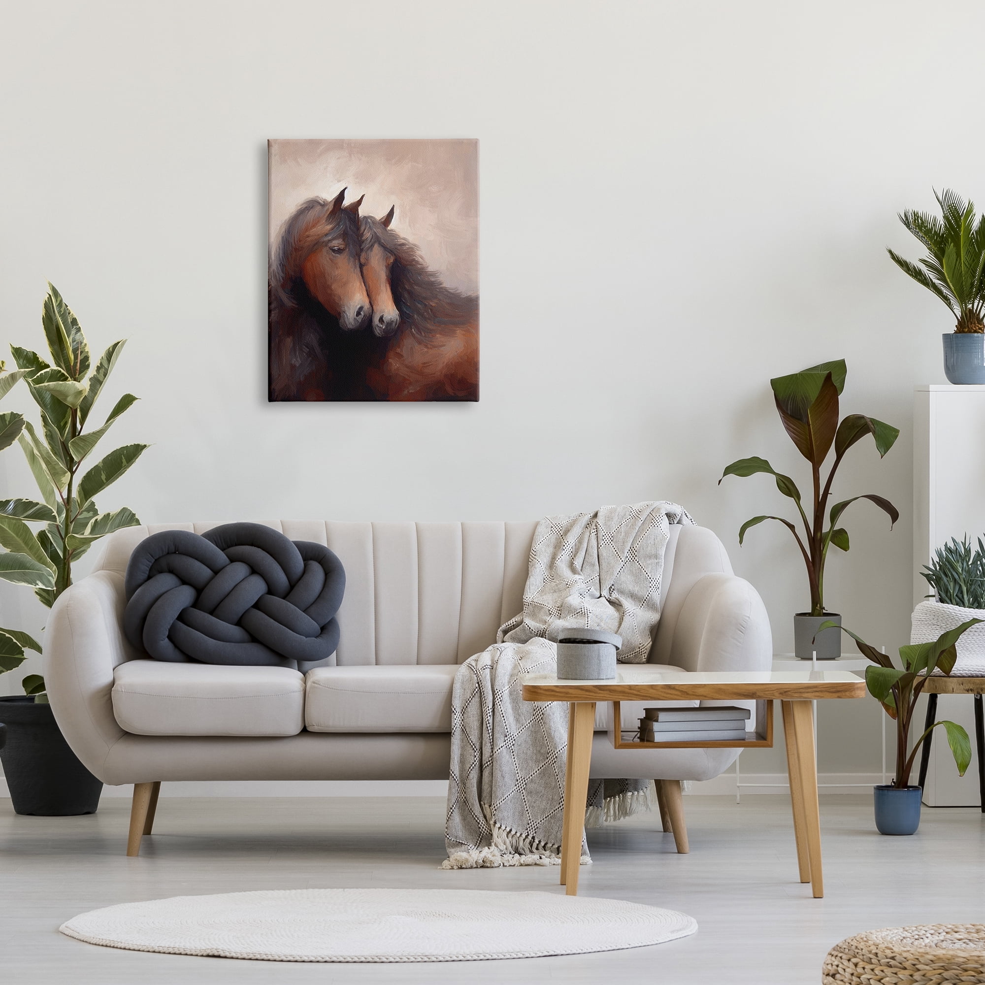 Stupell Industries Brown Cuddling Stallions Animals & Insects Painting Gallery Wrapped Canvas Art Print Wall Art, 24 x 30