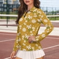 thumbnail image 5 of Uorisanigo Cute Daisy Long Sleeve Golf Polo Shirts for Women Fashionable Casual Women's Dry-Fit Golf Polo Shirts with 1/4 Zipper for Tennis Hiking & Outdoor Sports, 5 of 7