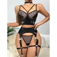 thumbnail image 3 of Ropa interior sexy de estilo europeo y estadounidense, ropa interior de malla de charol para mujer sexy, tres piezas divertidas, 3 of 5