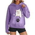 thumbnail image 2 of Yteetum Women's Pet Pouch Hoodies Oversized Drawstring Front Carry Pet Pouch Pullover Hooded Sweatshirts Womens Pet Graphic Print Loose Pet Big Pockets Long Sleeve Hooded Sweatshirt Fall Clothes, 2 of 7