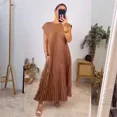 thumbnail image 3 of Vestido plisado de Color liso para mujer, prenda cómoda e informal con manga voladora, dobles bolsillos laterales, moda de verano, 3 of 4