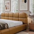 thumbnail image 5 of Melbourne King Size Leather Platform Bed with Curved Tufted Headboard in Tan, 5 of 5
