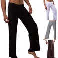 thumbnail image 3 of UDIYO Casual Men Solid Color Drawstring Homewear Yoga Pants Loose Pajama Trousers, 3 of 7