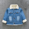 thumbnail image 2 of Annhoo Infant Boys Girls Winter Sherpa Lined Jacket Baby Long Sleeve Lapel Warm Coats Button Outwear with Pockets, 2 of 3