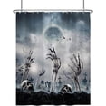 thumbnail image 3 of Spooky Halloween Shower Curtain Horror Graveyard Scary Full Moon Gloomy Smog Skull Decorative Shower Curtains Set for Bathroom Bathtubs Bath Waterproof Fabric with Hooks 72x84 Inches, 3 of 6