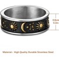 thumbnail image 2 of YAZI 8mm Moon Star Sun Statement Ring Stainless Steel Boho Jewelry for Women Men, 2 of 12
