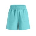 thumbnail image 4 of Inverlee Womens Elastic High Waist Shorts with Pockets Casual Summer Loose Fit Beach Shorts Daily Wear Loose Short Sky Blue S, 4 of 6