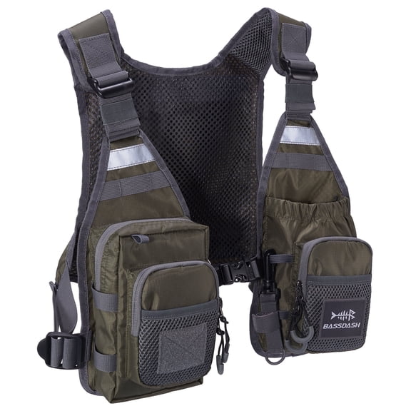 Bassdash Lightweight and Durable Unisex Adult Fishing Vest Pack, One Size, Green