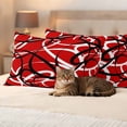 thumbnail image 3 of Red Geometric Outdoor Waterproof Pillow Covers, Modern Abstract Black White Striped Lines Decorative Rectangle Throw Pillowcase Sofa Cushion Sham for Patio/Couch/Chair, 20"x12" 2 Pack, 3 of 8