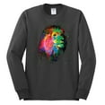 thumbnail image 2 of Lion Paint Art Splatter Abstract Art Animal Lover Mens Long Sleeve Shirt, Charcoal, Small, 2 of 3