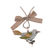 Alilang Cute Clear Crystal Rhinestone Enamel Bow Curious Bird Pendant Necklace