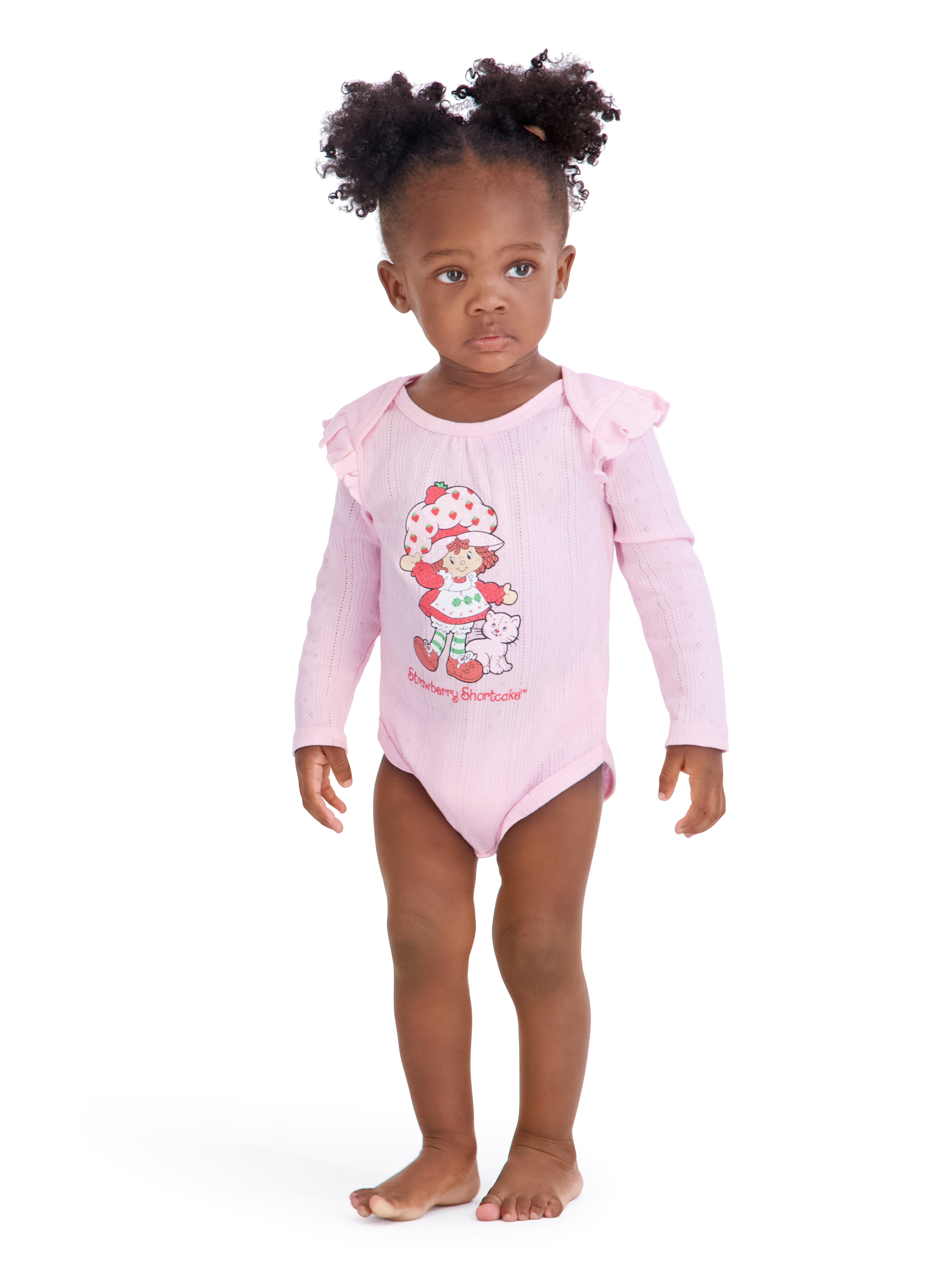 Strawberry Shortcake Baby Girls 3 Pack Long Sleeve Bodysuit, Size 0-24 Months