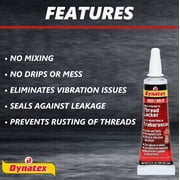 Dynatex Red High Strength Threadlocker 0.20 oz Bottle - Permanent Lock, Anaerobic, Large Fasteners, Vibration & Solvent Resistant (Single)