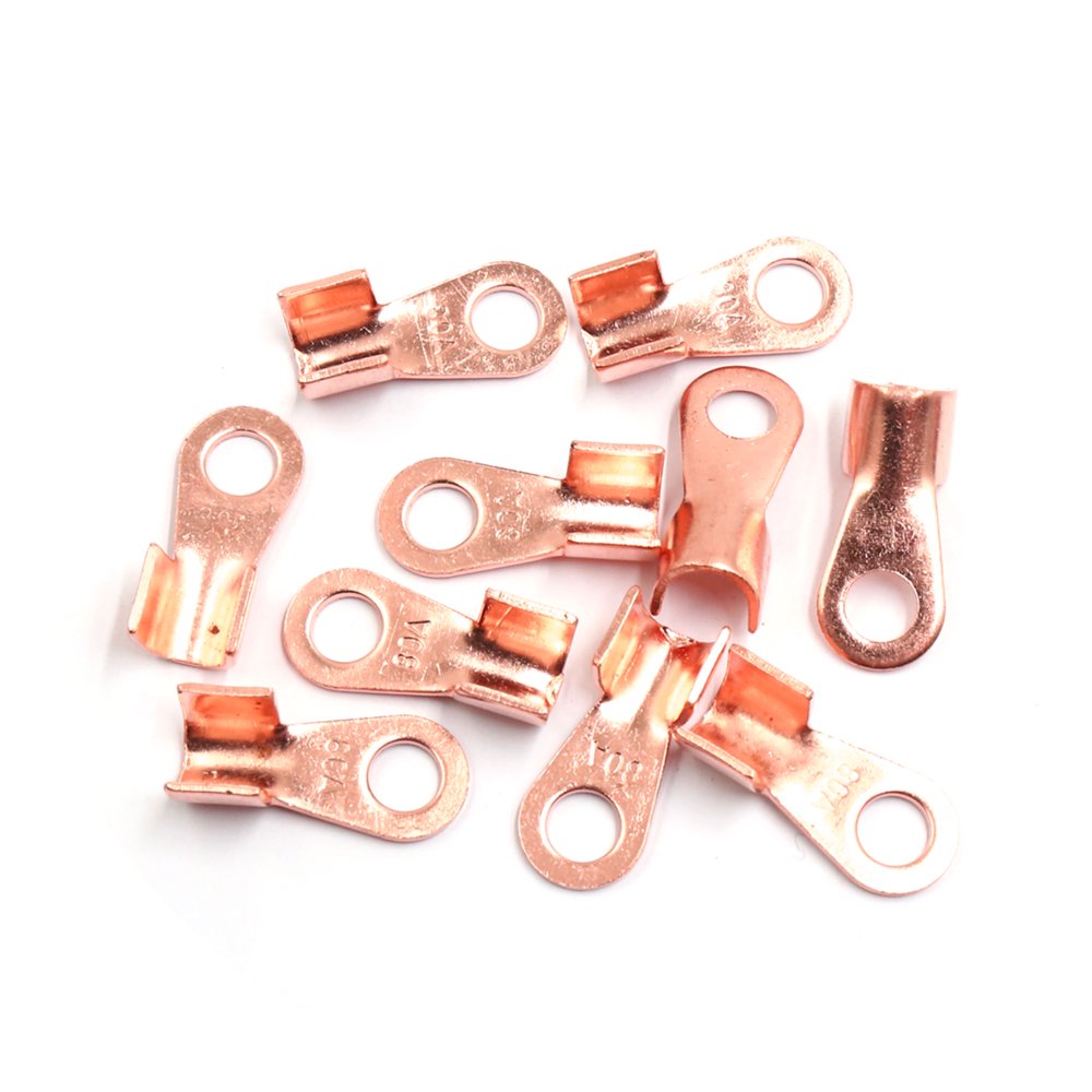 10pcs 80A Copper Ring Terminals Lug NonInsulated Battery Wire Connector