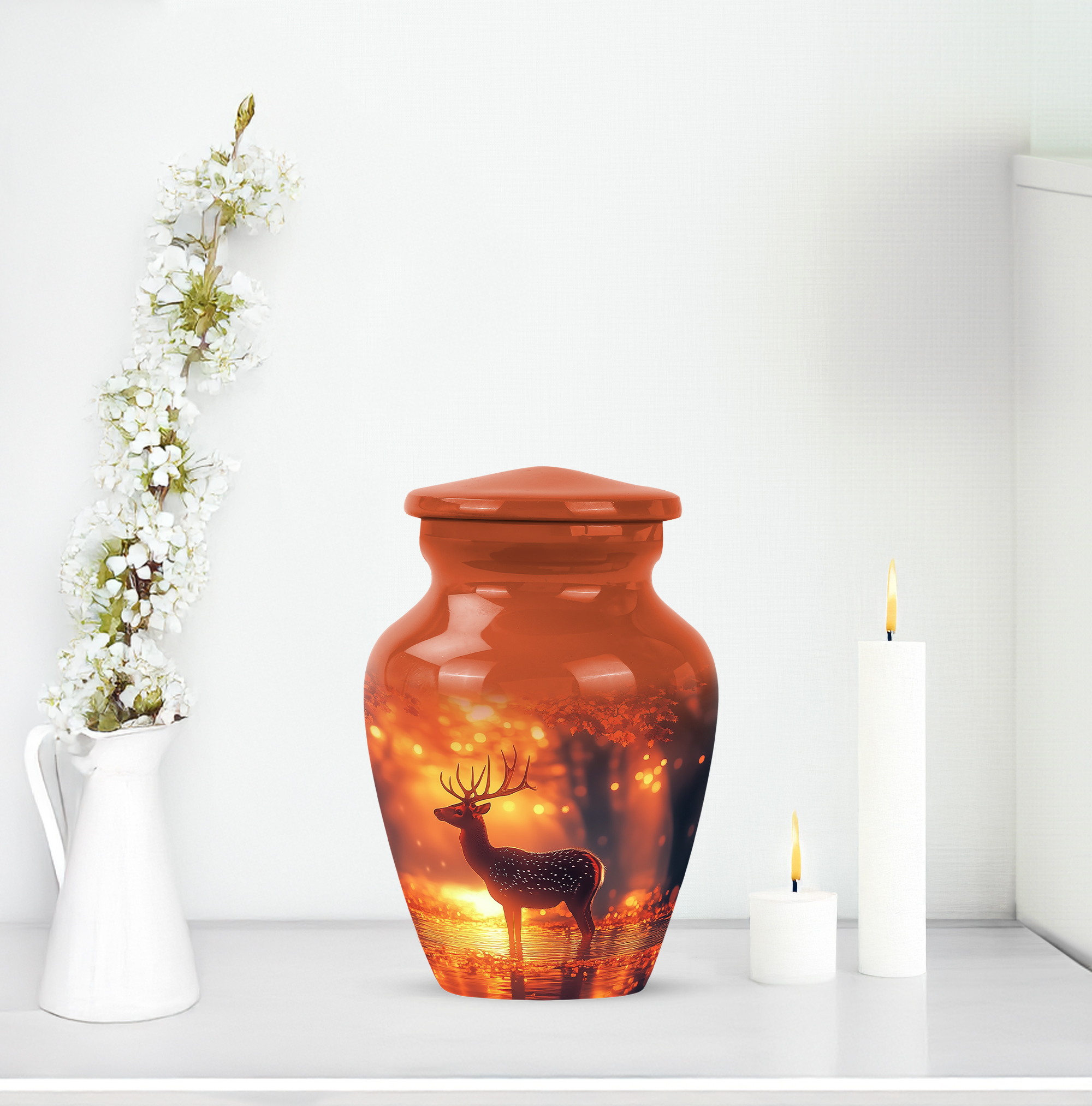 MUKTIVE Deer Funeral Urns for Adult Ashes Men - Keepsake Adult Urns for Human Ashes Men & Women - Memorial Brown Portable Urn - Cremation Urn for Mom & Dad - 3 Inch