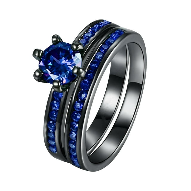 Riforla Women Finger Rings Gift Alloy Ring Wedding Zircon Size Colorful Jewelry Rings Womens Jewelry Blue 7