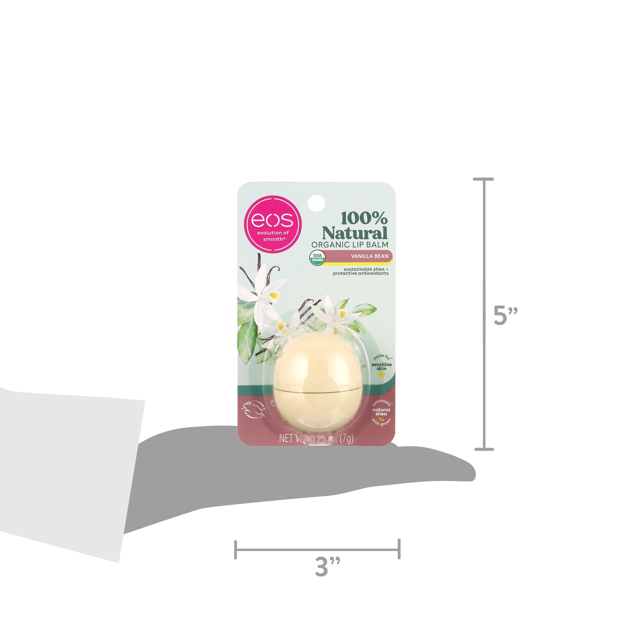 Eos 100% Natural & Organic Lip Balm Sphere - Vanilla | 0.25 oz/1pk