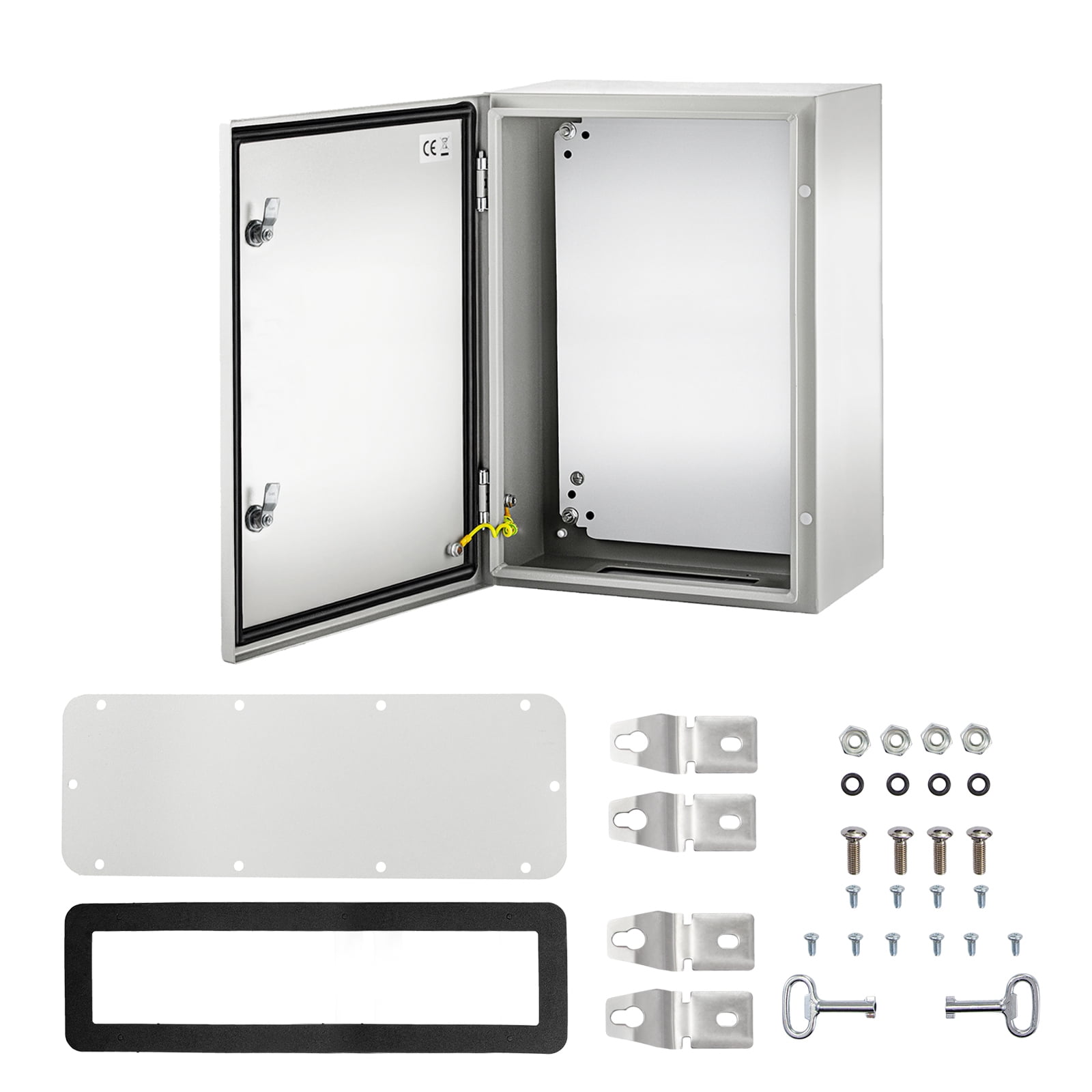 KFFKFF 24x16x12 inch Electrical Enclosure Box, Carbon Steel Hinged Junction Box, IP65 Weatherproof Metal Box Wall-Mounted Electronic Equipment Enclosure Box with Mounting Plat