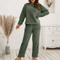 thumbnail image 2 of Women's Two Piece Trousers Women Trousers Suits of Pure Color Long Fitted Two Piece Outfits for Women Sleeve Winter Plush Sweater Wedding Pant Suits Knitting Set, 2 of 8