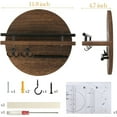 thumbnail image 6 of HofferRuffer Key Holder for Wall Decorative with Shelf and Hooks, Wood Round Mail Organizer Wall Mount with Holder, Rustic Home Entryway Key Rack Hanger, Brown, 6 of 8
