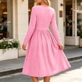 thumbnail image 7 of Bosfbaoi Dresses for Women Round Neck Long Sleeve Striped High Waist Flowy Midi Dress, 7 of 7