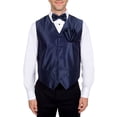 thumbnail image 1 of Men's Solid Fomal Vest, Bow Tie, & Hanky Navy for Tuxedo and Suit, 1 of 1