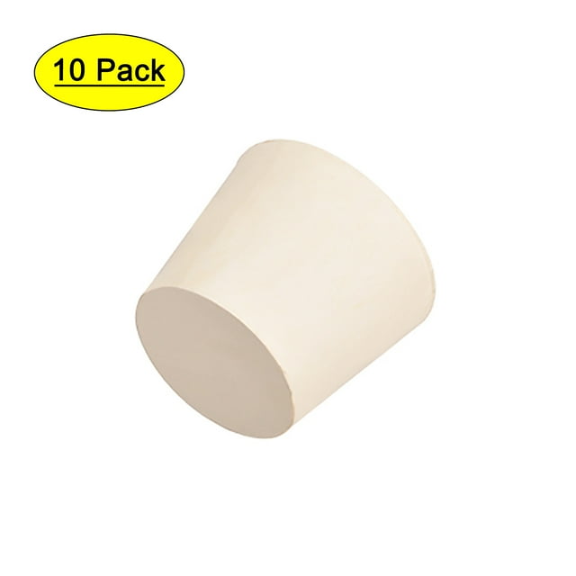 Tapón de Caucho Sólido con Forma Cónica Único para Tapón de Tubo de Laboratorio 1.14" x 1.46" x 1.22" Blanco 10Pcs