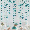 40 Ft Dark Green 3D Heart Twinkle Star Garland Metallic Teal Green Streamer Banner for Anniversary Mother's Day Engagement Wedding Bridal Shower Bachelorette Birthday Valentine's Day Party Decorations