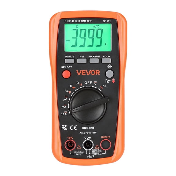 Digital Multimeter 4000 Count TRMS Auto Ranging DC AC Voltmeter Ammeter Ohmmeter Capacitance Temperature Diode Continuity Duty Cycle Tester