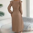 thumbnail image 5 of Roncen Pleated Maxi Dress, Square Neck A Line, Fall Holiday, Long Sleeve Modest Business Casual Flowy Dresses for Women, 5 of 8