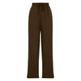 thumbnail image 6 of pstuiky Casual Pants for Women, Solid Color Athletic Long Straight Leg Drawstring High Waisted Trousers with Pockets Active Fit Women's Pants Brown L, 6 of 9