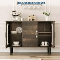 thumbnail image 2 of 47" Sideboard Buffet Cabinet with 3 Drawers & Fluted Glass Doors Modern Mid-Century Credenza Storage with Adjustable Shelves for Kitchen, Dining Room, 2 of 9