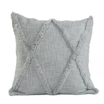 Laddha Home Designs 18" Gray Hand Woven Diamond Tufted Square Throw Pillow